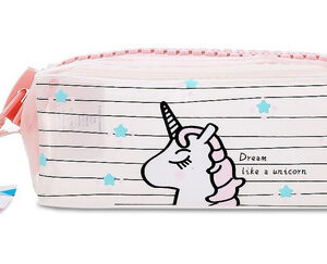 Lapicera Escolar Ticher Unicornio Dream Like: Estuche Blanco Transparente Resistente al Agua con Cierre Seguro y Diseño Encantador - Ideal para Útiles