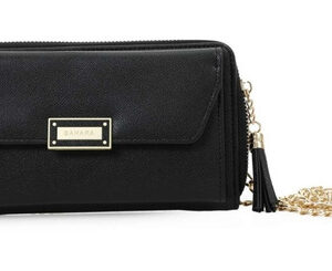 Billetera Monedero Cartera Sahara Negra: Elegancia y Organización para Tarjetas, Documentos y Monedas | Diseño Sofisticado con Cierre y Llavero