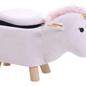 Taburete Baúl Infantil Baby Colors Unicornio: Almacenamiento y Encanto para Cuarto de Niños - Café Claro, Tapa, Diseño Resistente y Único