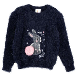 Suéter de Bebé Niña Baby Colors Negro Unitalla: Suavidad y Estilo en Prendas Abrigadoras de Peluche con Diseño de Conejito con Lentejuelas, Perfecto p