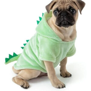 ¡Disfraz de Dinosaurio Huppy® para Mascotas: Verde Esmeralda! Modelo Divertido con Gorro, Poliéster Cálido. ¡Transforma a tu Perro o Gato en un T-Rex!