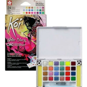 Deslumbra con Sakura Koi: Estuche de Acuarelas Metálicas Nacaradas para Artistas (24 Pastillas) - Colores Brillantes, Fácil Uso y Transporte Perfecto