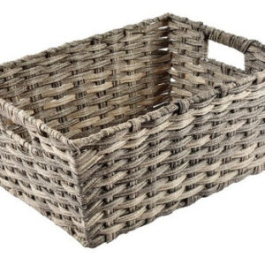 Gaveta Tejida Grande Gris Home and Home 40x30x18 cm: Organización Elegante y Resistente para Hogar y Oficina - Almacenamiento Versátil