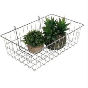 Canasta Decorativa de Metal Easy Home - Modelo 27.63 x 41.91 x 14.94 cm, Acabado Plateado Elegante, Ideal para Cocina, Baño y Organización del Hogar -