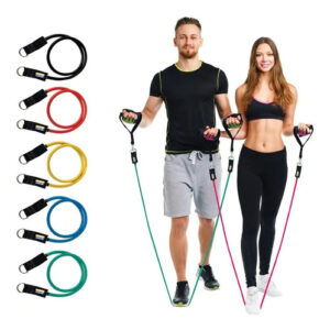 Set de 5 Ligas de Resistencia Tayga Resistance Tube Multicolor: Entrenamiento Completo en Casa - Tonifica y Fortalece Piernas, Brazos y Core