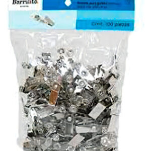 Broches para Gafete Barrilito CAI501 - Paquete de 100 Piezas con Caimán Metálico - Sujeción Segura, Durabilidad y Diseño Elegante para Identificación