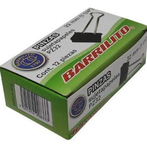 ¡Organiza tus Documentos con Estilo! 48 Clips Sujetadocumentos Barrilito PZ32 de 32mm - Sujeta Hasta 80 Hojas - Negro Elegante y Duradero - Perfectos