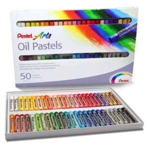 Gises Pastel de Aceite Pentel Arts PHN-50 Redondos: Caja de 50 Colores Vibrantes para Artistas y Aficionados - Ideal para Mezcla y Superposición