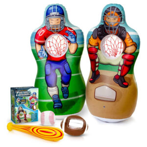 ¡Doble Diversión! Juego de Objetivos Inflables de Béisbol y Fútbol - Marca Genérica - Modelo Infantil - Incluye Pelotas, Bate Inflable y Fácil Montaje