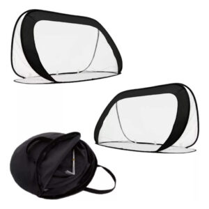 ¡Divertirse es la Meta! Juego de Mini Porterías de Fútbol LEVEL 26 para Niños: 2 Porterías Plegables, Tamaño 72x111cm, Negro/Blanco, Fácil Montaje y T