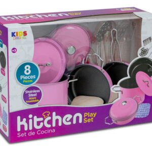 ¡Despierta la Creatividad Culinaria! Juego de Ollas de Juguete Rosa SETCO11RO de Acero Inoxidable (8 Piezas) para Niños: Fomenta Juego de Roles y Habi