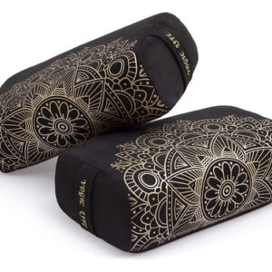 Almohada de Yoga Rectangular ECO-YOGA Set 2 Piezas: Soporte Premium para Yoga Restaurativo, Meditación y Alivio del Dolor. Funda Lavable, Negro, Rosa