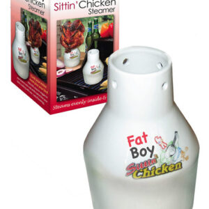 Tarro Cerámico para Cerveza Fat Boy con Diseño de Chef Gordo Sentado - Modelo 1009 - Asador de Pollo Integrado - Perfecto para Parrilladas y Ahumados