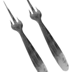 Metaltex Juego de 2 Horquillas Especiales para Mango de Acero Inoxidable - 18 cm (7 1/4 pulgadas) - Perfectas para Comer Mangos Fácilmente y sin Manch