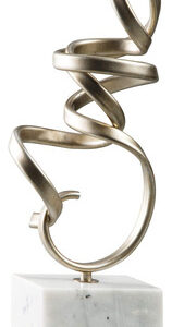 Escultura Decorativa Moderna PALLATON de Mármol con Acabado Dorado Elegante (53cm). Diseño Abstracto para Centros de Mesa Sofisticados, Ideal para Dec