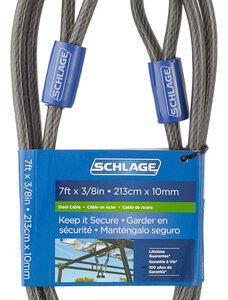 Cable de Seguridad Flexible de Acero TRENZADO [Marca genérica] - Protección Anti-Corte con Doble Bucle Ajustable - 7 Pies x 3/8 Pulgadas - Acabado sin