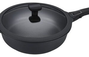 Cacerola 2 en 1 Vasconia Regal Negro de 28 cm: Cocina Profesional con Antiadherente Granite, Base Inducción y Aluminio de Alto Rendimiento - ¡Prepara