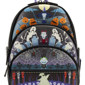 Mochila Mini Loungefly Disney Nightmare Before Christmas con Tres Bolsillos y Brillo en la Oscuridad - Diseño Exclusivo y Funcional para Fanáticos