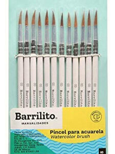Barrilito P30008 Set de Pinceles para Acuarela Profesional: 12 Piezas x 8 Paquetes – Punta Fina, Variedad de Tamaños, Calidad Superior para Artistas y