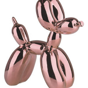 Figura Decorativa BLACK MAMUT Perrito Globo 10 cm Rosa Platinado: Escultura Moderna de Resina con Acabado Espejo, Ideal para Decoración Sofisticada y