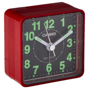 Despertador Analógico ROJO TQ-140-4EF: Diseño Clásico y Funcional, Alarma Audible, Manecillas Luminosas, Compacto y Ligero. Ideal para Dormitorio u Of