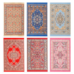 Set de 6 Alfombras Miniatura Estampado Floral Clásico - Marca Genérica - 15 cm x 10 cm - Decoración para Casa de Muñecas Escala 1:12 y 1:6 - Diseño Te