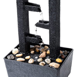 Fuente de Mesa Decorativa de Relajación Interior 'EcoZen' 28cm Negro con Luz LED y Efecto Cascada - Ambiente Zen para Hogar u Oficina - Incluye Piedra