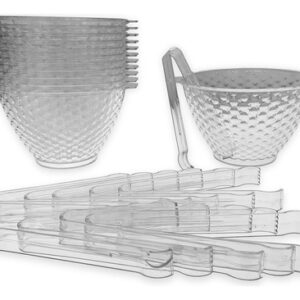 Enfría tus Celebraciones: Paquete de Hieleras Gotas con Pinzas Transparentes - 12 Unidades, 1.3L de Capacidad, Diseño Elegante y Resistente para Fiest