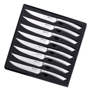 Juego de 8 Cuchillos de Carne Premium Acero Inoxidable (4.5 Pulgadas) - Marca: [Marca] - Filo Dentado, Diseño Elegante y Aptos para Lavavajillas - Ide