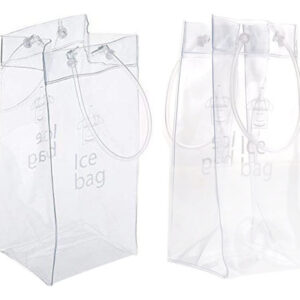 Enfría tus Celebraciones con [Marca Genérica] - Set x2 Bolsas Portátiles de Vino con Hielo, Transparentes y Plegables. ¡Perfectas para Cerveza, Champa