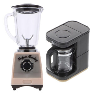¡Miniatura Deliciosa! Mini Batidora y Cafetera de Juguete para Casa de Muñecas, Modelo Detallado 1:12, Negro | Estimula la Creatividad Infantil y Jueg
