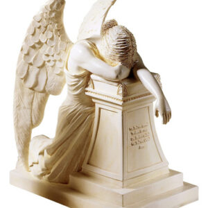 Estatua del Ángel del Duelo Escultórico | Marca ___ | 18 cm | Acabado Piedra Antigua | Monumento Fúnebre Religioso | Ideal para Conmemoración y Regalo