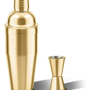 Coctelera Profesional Lucygoobo de Acero Inoxidable Dorado 24 Oz: Kit Completo para Bartender, Colador Integrado y Medidor Doble, Ideal para Cócteles