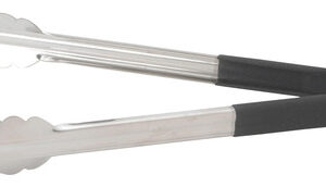 Pinza Multiusos de Cocina UTPH-12K MEGACENTRAL: 30cm Acero Inoxidable con Agarre Antideslizante Negro. Resistente al Calor, Apta para Lavavajillas. ¡L