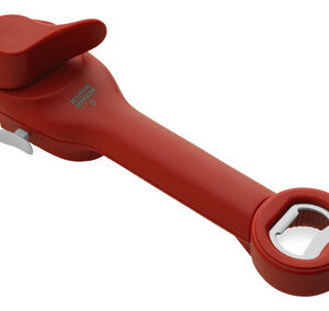 Abrebotellas Automático de Seguridad MEGACENTRAL 2262 Rojo: Apertura Segura y Fácil para Botellas y Latas, Diseño Ergonómico, Apto para Lavavajillas,