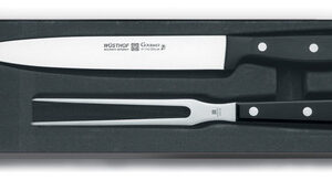Juego de Trinchar Wusthof Gourmet de 2 Piezas: Cuchillo de 20 cm y Tenedor de 15 cm - Acero Inoxidable Alemán, Corte Preciso, Apto para Lavavajillas,