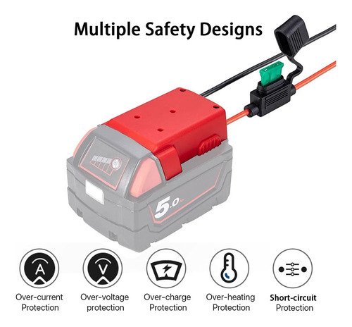 Convertisseur abaisseur 18 V vers 12 V pour adaptateur de batterie Milwaukee M18, DC 12 V 20 A 240 W pour voiturettes de golf, voitures télécommandées, camions, lampes et bricolage