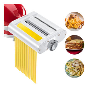 Accesorio 3 en 1 para Batidoras KitchenAid: Rodillo de Pasta, Cortador de Espagueti y Fettuccine - Para una Pasta Fresca y Casera Perfecta - Compatibl