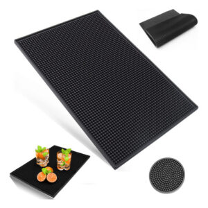 Alfombrilla Antideslizante SOZOMO para Barra 45x30cm con Posavasos Incluido, Diseño Black, Ideal para Bares, Restaurantes y Hogar, Resistente y Fácil