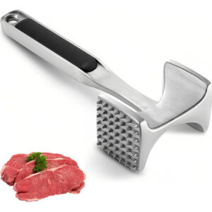 Ablandador de Carne ECYWE de Doble Cara: Diseño Ergonómico, Acero Inoxidable, Fácil Uso y Limpieza, Perfecto para Ternera, Pollo y Más