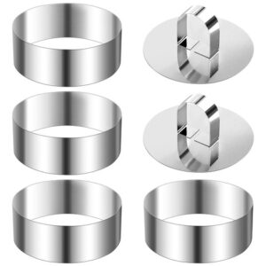 Molde Redondo de Acero Inoxidable para Repostería - [Marca Genérica] - Set 4 Anillos 10 cm - Ideal Pasteles, Tartas y Postres Gourmet - Incluye Empuja