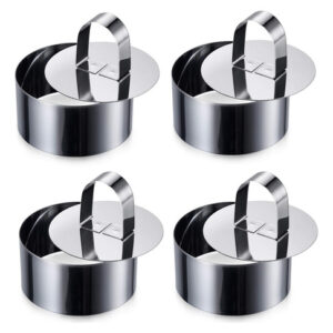 Moldes de Anillo para Pasteles Redondos Acero Inoxidable - Juego de 4 - Ideal para Repostería Profesional y Presentaciones Elegantes - Marca Genérica