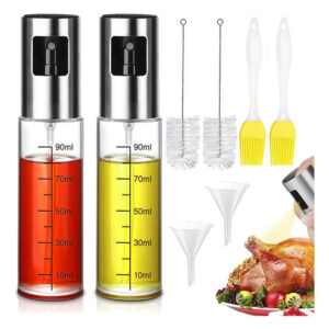 Dispensador de Aceite en Spray KEVOSOK - Juego 8 Piezas: 100ml, Ideal para Freidoras de Aire, Vidrio y Acero Inoxidable, Incluye Embudo y Pincel, Coci