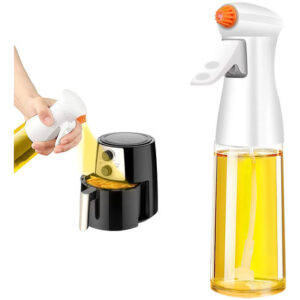Pulverizador de Aceite de Oliva GOURMET 210ml Blanco - Rociador Reutilizable de Vidrio con Boquilla Ajustable, Ideal para Cocina Saludable, Barbacoa y