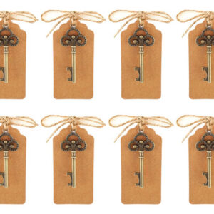 Set de 50 Abridores de Botella Vintage con Diseño de Llave – Ideal para Bodas y Eventos Especiales – Incluye Etiquetas y Cordeles – [Marca Genérica] –