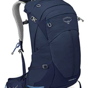 Mochila Stratos 24L Azul Cetáceo para Senderismo y Viajes: Sistema de Suspensión Ventilado, Cubierta Impermeable, Diseño de Carga Eficiente y Accesori