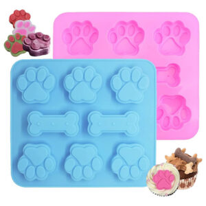 Molde de Silicona para Galletas de Perro Hueso y Pata AMKIE18 - Paquete Doble, Grado Alimenticio, Resistente al Calor, Ideal para Hornear Golosinas Ca