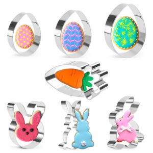 ¡Crea Dulces Sorpresas de Pascua! Juego de Cortadores de Galletas para Repostería Familiar, 7 Piezas Acero Inoxidable MEGACENTRAL - Model 013: Formas