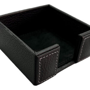 Porta Notas Adhesivas PERRÉ® en Piel Genuina Negra: Elegancia y Organización para Escritorio. Diseño Artesanal Mexicano, Durabilidad Excepcional
