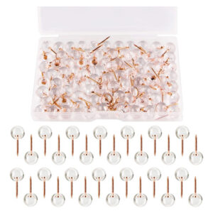 Chinchetas Redondas de Oro Rosa Brillante - 100 Piezas Transparentes | Marca Genérica JJ-TUDING-TD0121a | Elegancia y Organización para Tableros, Mapa